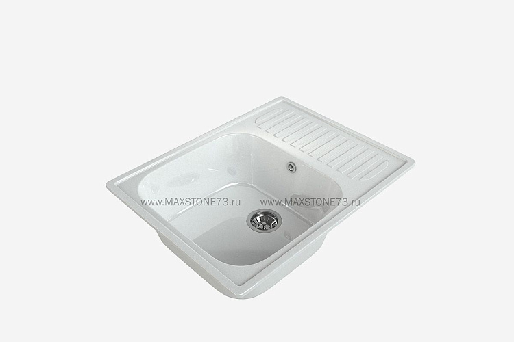 MAXSTONE Мойка глянцевая MS-6 (белый металлик) 640*490*215